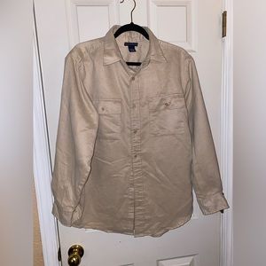 Knightsbridge Men's Soft Faux Suede Tan Long Sleeve Shirt Button Up Sz S/C Small